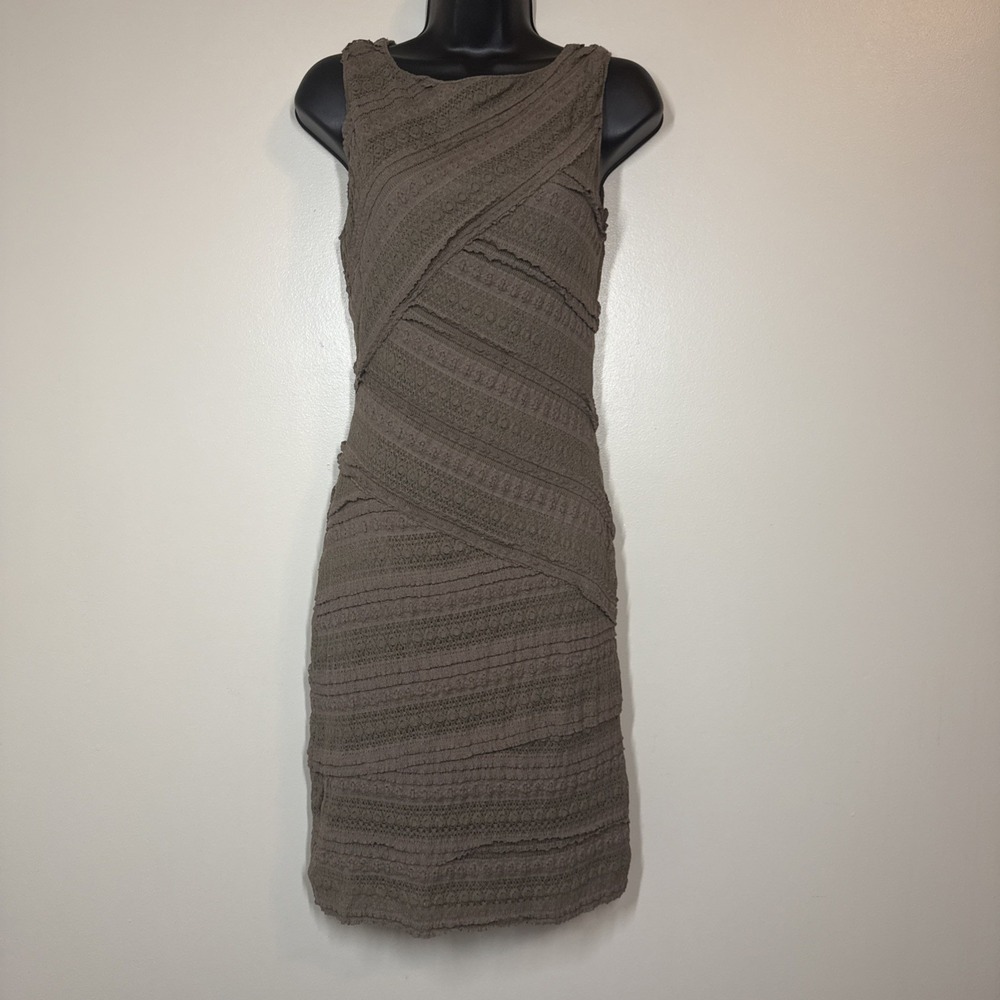 MSSP Dress Sleeveless Midi‎ Bandage Brown Size S Pullover Stretchy Preppy Fitted